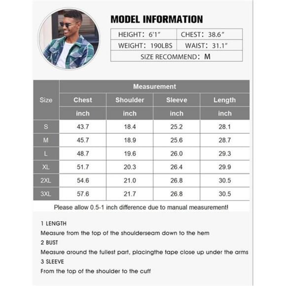 Men Flannel Jackets Full Zip Up Plaid Shirt Shackets Cotton Lightweight Jackets - Picture 5 of 6